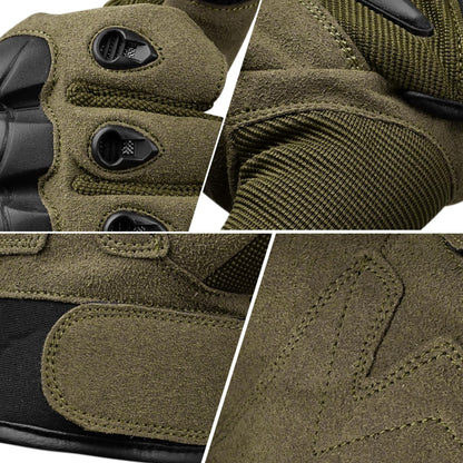 J.A.G. Half Finger Tactical Gloves for Men - Leather Hard Knuckle Sports Padded Glove for Cycling, Hiking, Combat, Hunting, Motorcycle Gloves (Olive Green, Large)