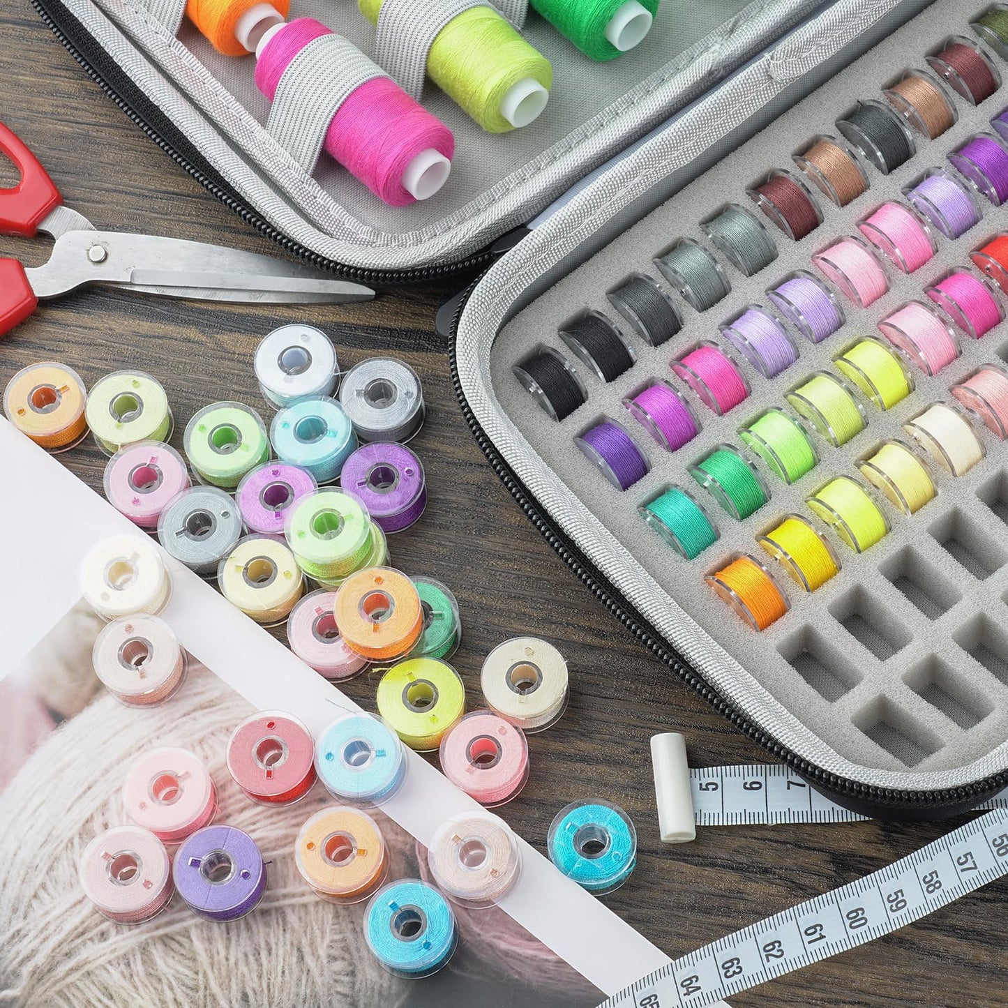 Bobbin Holder Case Thread Organizer, Spool Storage Container Holds Up to 84pcs Bobbins and 24pcs Sewing Thread Spools Compatible with Brother for Janome for Babylock for Singer (Box Only)