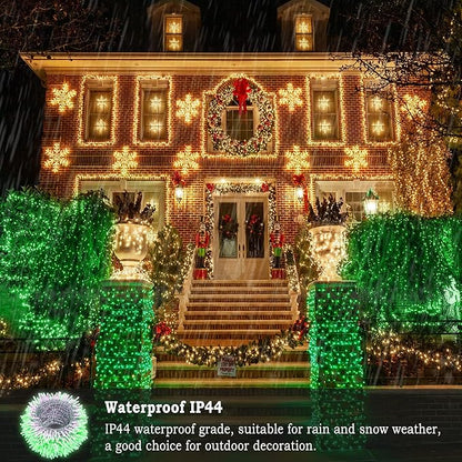 KNONEW 403ft 1000 LED Christmas String Lights Outdoor 8 Modes & Timer Fairy Light Plug in Waterproof LED Fairy Lights for Xmas Yard Tree Wedding Party Holiday Decorations (Green)