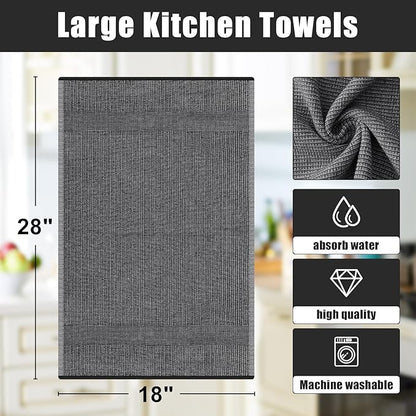Homaxy Premium Kitchen Towels, Large Cotton Kitchen Hand Towels, Flat and Terry