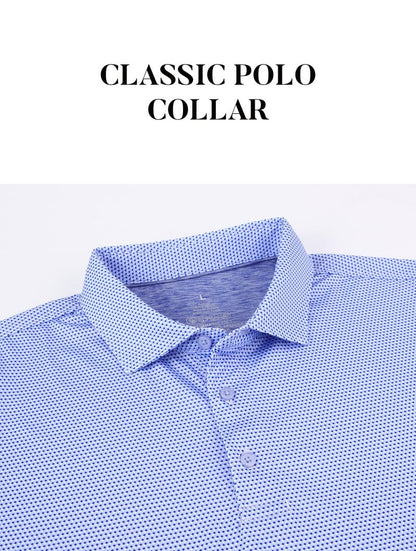 Esabel.C Mens Golf Shirts Print Moisture Wicking Short Sleeve Performance Dry Fit Stretch Active Polo Shirts for Men,BlueWhiteBlock,XL