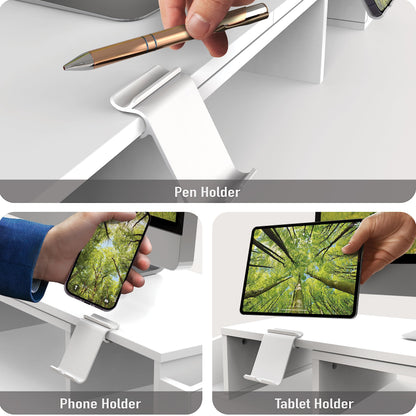 Simple Houseware Desk Dual Monitor Stand Riser with Drawer, White