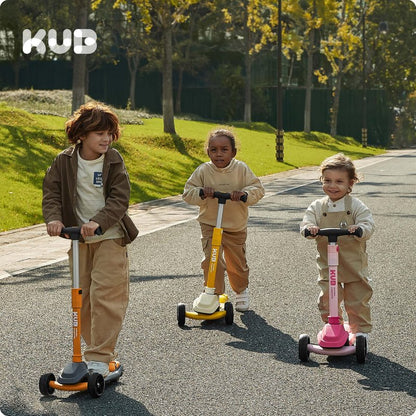 KUB 3-Wheel Toddler Scooter with LED Light-Up Wheels, Adjustable Height Handlebar, Lean-to-Steer, Extra-Wide Anti-Slip Deck - Easy-Fold Design for Boys & Girls Ages 2+