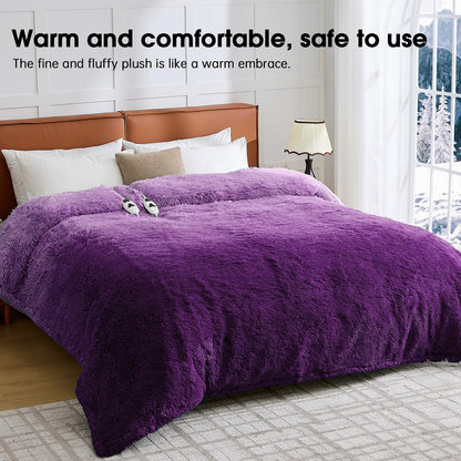 Heated Electric Blanket Throw,Warm Winter Birthday Gifts for Women Her Grandma-Faux Fur with Soft Sherpa,10 Heat Settings,5 Time Settings with Fast Heating, 50x60, Rainbow