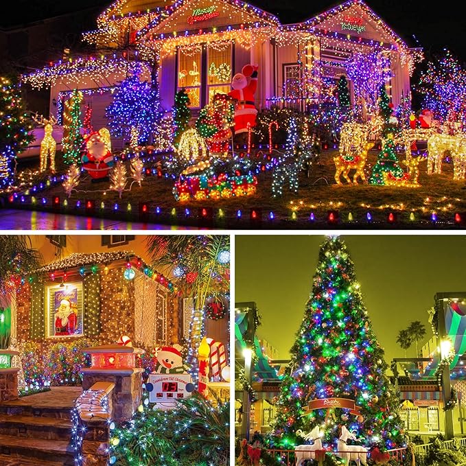 C9 Christmas Lights Outdoor Multicolor, 150FT 75LED string Lights Waterproof Shatterproof, Extendable C9 Xmas Light, Indoor Outdoor Christmas String Light for House Roof Patio Garden Tree Party