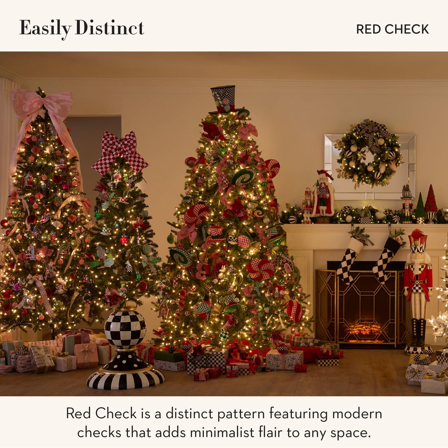 MACKENZIE-CHILDS Bow, Christmas Bow for Home Decor or Gifts, Large, Red-and-White Red Check