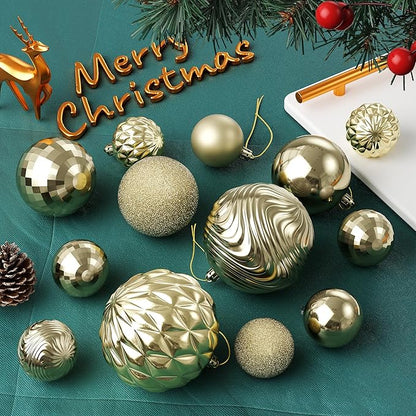 Annecy Christmas Tree Ornaments - 36 PCS Shatterproof Christmas Ball Ornaments Set for Holiday, Wreath & Party Decorations (Multi-Size, Champagne)