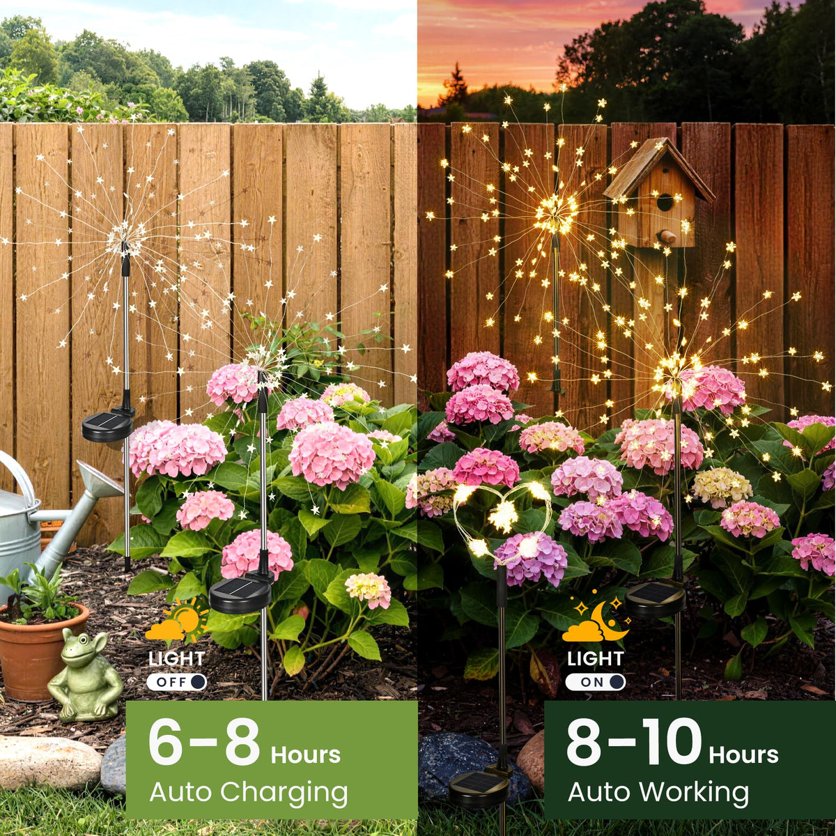 GIGALUMI Solar Lights Outdoor Garden Decor Fireworks Lights, 3 Pack Fairy Lights Outdoor Waterproof Solar Powered, Star-Shaped LED Lights for Yard Patio Pathway Walkway Decor, Warm White