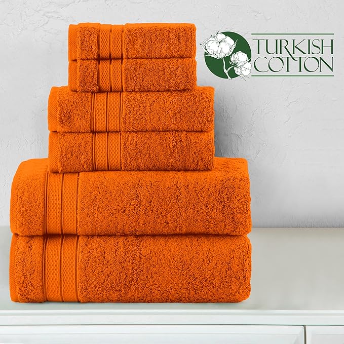 Elegant Comfort Luxury 6-Piece Towel Set, Premium Soft 100% Turkish Cotton