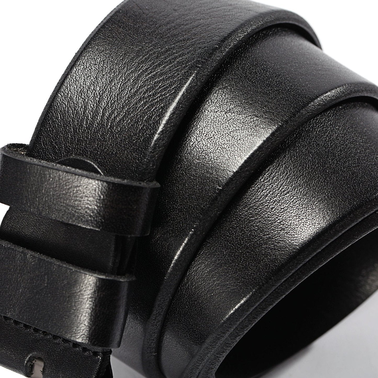 KEECOW Men's 100% Italian Cow Leather Belt Men With Anti-Scratch Buckle,Packed in a Box (Black-1003, 34-38)