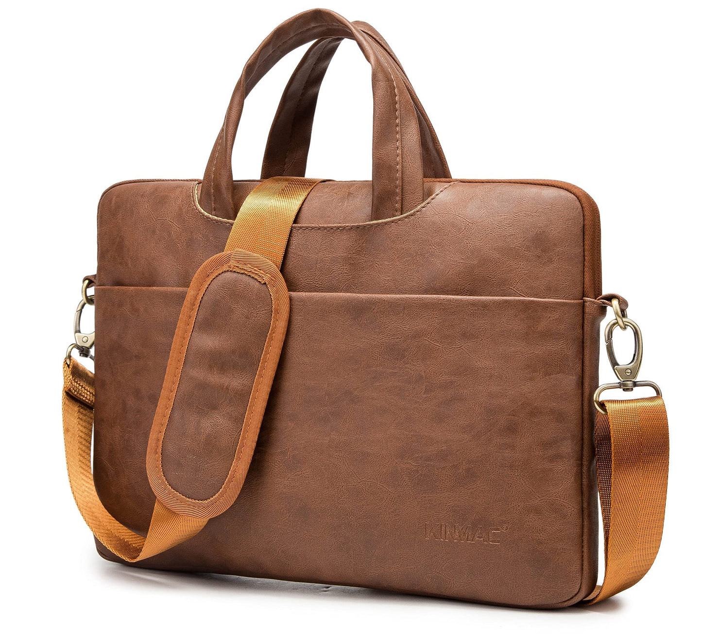 Kinmac 360° Protective Waterproof PU Leather Laptop Shoulder Messenger Sleeve Briefcase case Bag (13 inch-14 inch, Coffee PU)