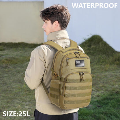 Wotony Military tactical backpack, nylon military MOLLE backpack, 3-day assault bag, used for outdoor hiking, camping and hunting (Khaki)