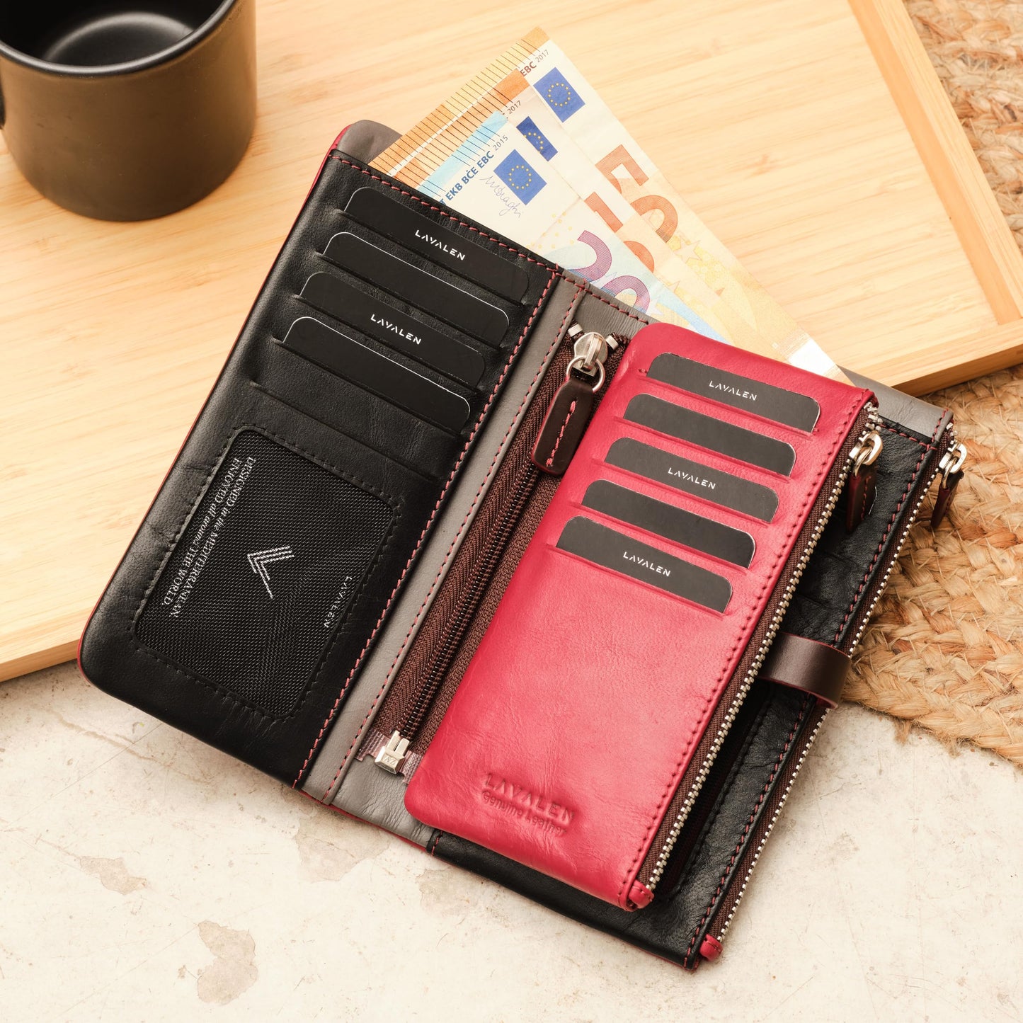 Lavalen Leather Purses for Women - Elegant Ladies Purse - RFID Wallet for Women - Leather Handcrafted Ladies Wallet - Small & Colourful with Coin Pocket & Cards - For daily Use - Box for Gift.