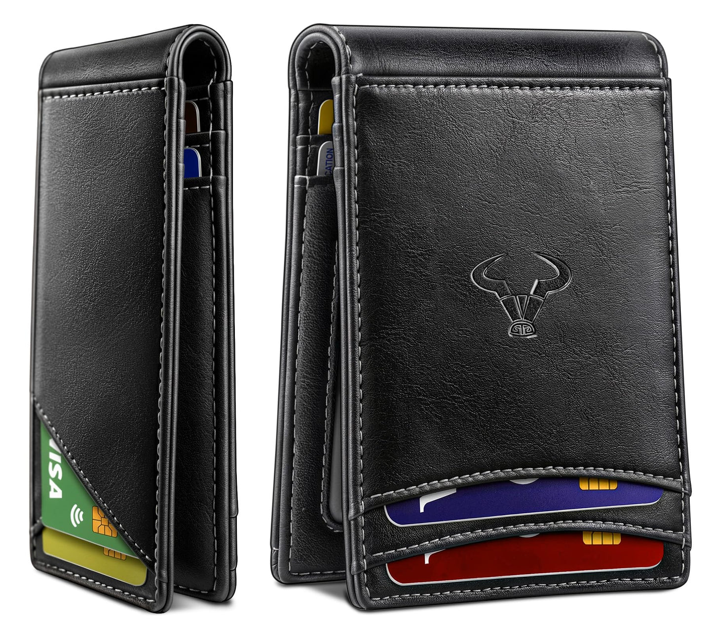 BULLIANT Men Wallet,Magnetic Slim Wallet 10 cards Build-in Bill Folder ID Windows RFID Blocking