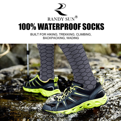 RANDY SUN Waterproof Fishing Socks, Men's Novelty Fishing Gear and Equipment Knee Length Hiking Socks Grey& Black& Green, Meidum