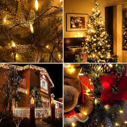 Christmas Light, 100 LED Battery Operated Christmas Lights with Timer for Indoor Outdoor Wreath Wedding Party Garden Home Decor, Waterproof, Warm White 39.5FT