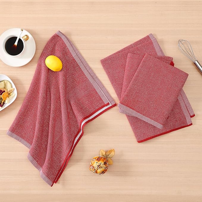 Homaxy Premium Kitchen Towels, Large Cotton Kitchen Hand Towels, Flat and Terry