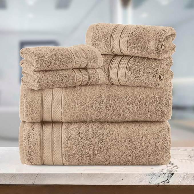 Elegant Comfort Luxury 6-Piece Towel Set, Premium Soft 100% Turkish Cotton