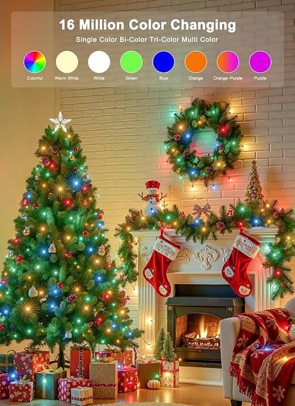 Minetom LED Color Changing Smart RGB Christmas Tree Lights, 66ft 200LED String Lights, 16 Milion Adjustable Colors Fairy Lights with Remote & Timer & Memory Function for Xmas Tree Holiday Party