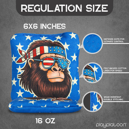 Play Platoon Competition Series Professional Cornhole Bags Set of 8 - Double Sided Slick and Stick with Rubber Sticky Dot Slow Side Corn Hole Bags for Tossing Game - Regulation Weight, Designed in USA