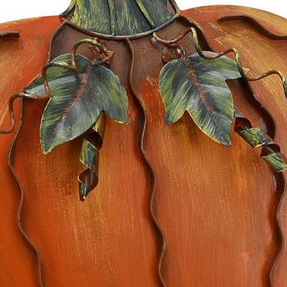 Metal Pumpkin Stakes Yard Signs Fall Decor Decorative Garden Stake Lawn Pumpkins Ornaments Outdoor Autumn Decoration for Harvest Halloween Thanksgiving (17.5" H+26" H Orange)