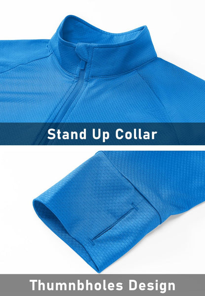 MAGCOMSEN Lightweight Long Sleeve Shirt Jacket for Women UPF 50+ Sun Protection Hiking Fishing Shirts Full Zip Workout Shirts Blue Green XL