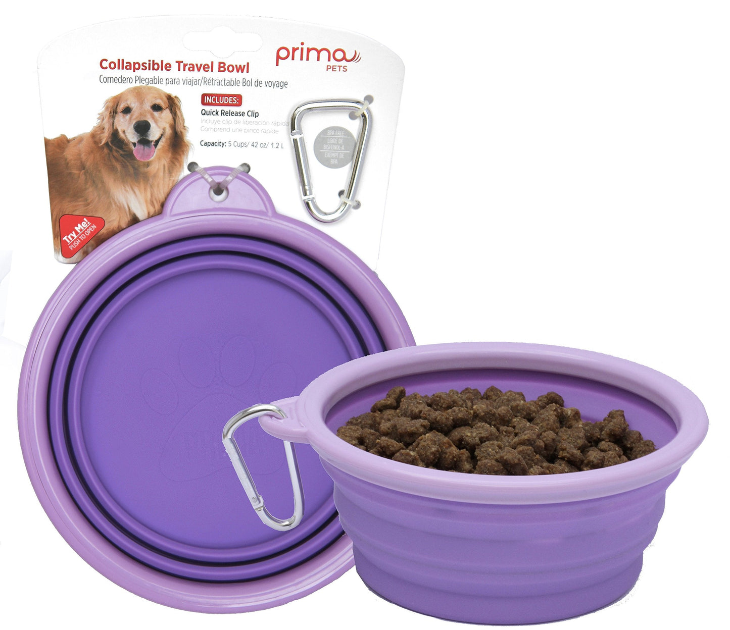 Sale Collapsible Silicone Water Travel Bowl with Clip for Dog and Cat, Portable and Durable Pop-up Feeder for Convenient On-The-go Feeding Size: Large (5 Cups) Grey