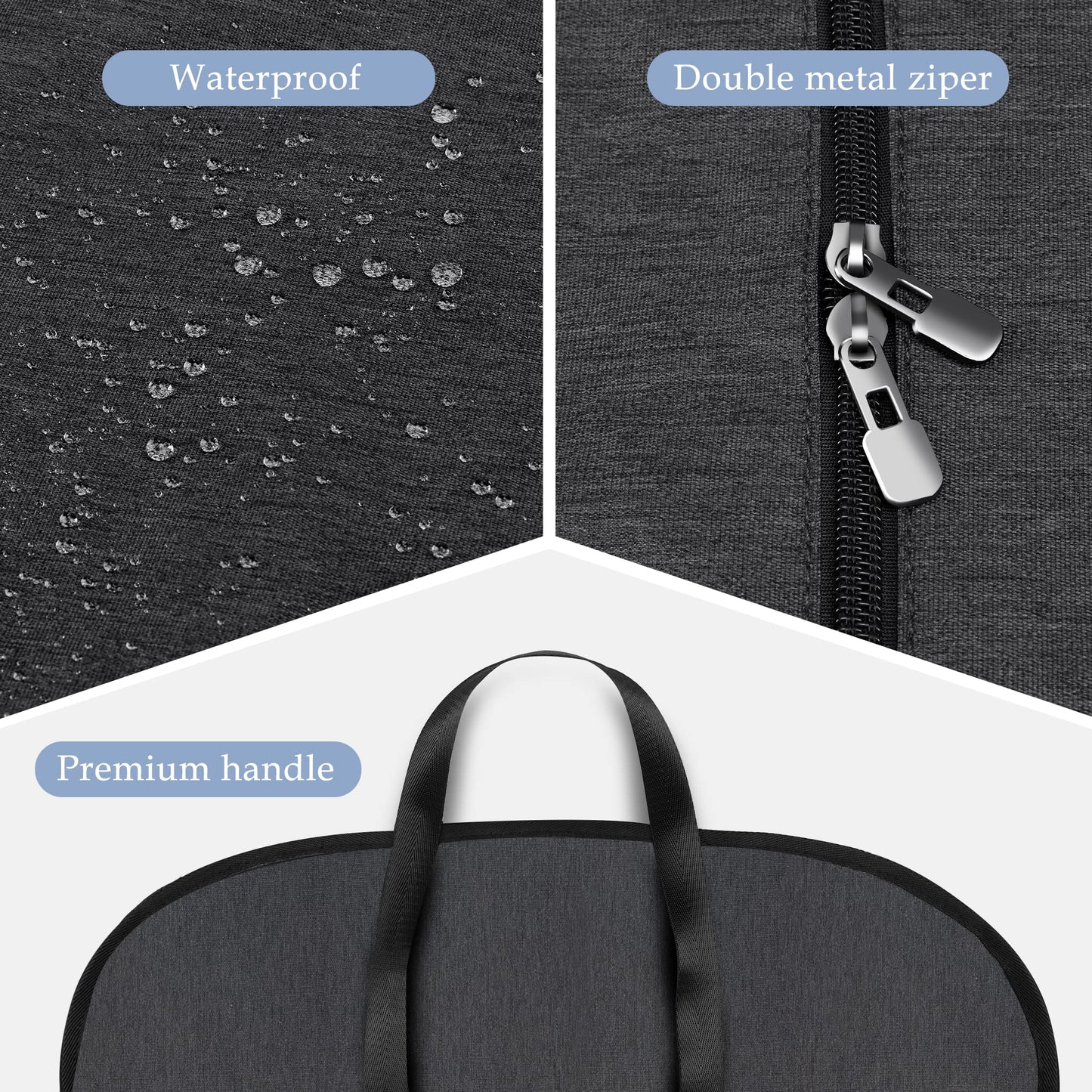 Limoomil Heavy Duty Waterproof Garment Bag for Travel, Tear Resistance Suit Bag for Men Travel for Suits, Tuxedos, Coats, Uniform. 42 inch, Darkgrey, 2 Pack.…