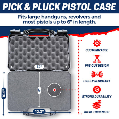 Cedar Mill Fine Firearms TSA Approved Hard Gun Case – Airline Approved Lockable Pistol Carrying Case with Dual Latch & Customizable Foam – Fits 9mm Handgun, Revolver & Firearm for Travel & Range Use