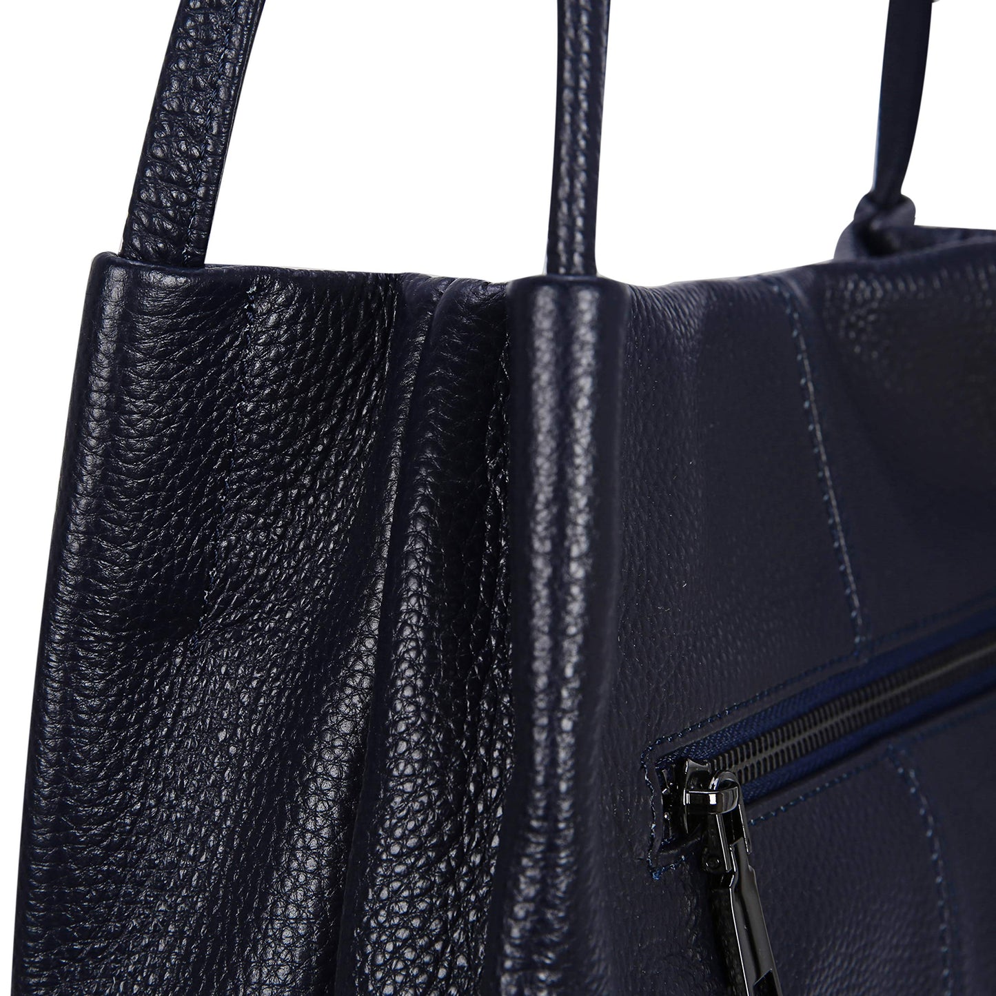 Iswee Genuine Leather Tote Purse Hobo Purses for Women Satchel Shoulder Bag Bucket Bags ladies Designer Handbags (Navy Blue Lichee)
