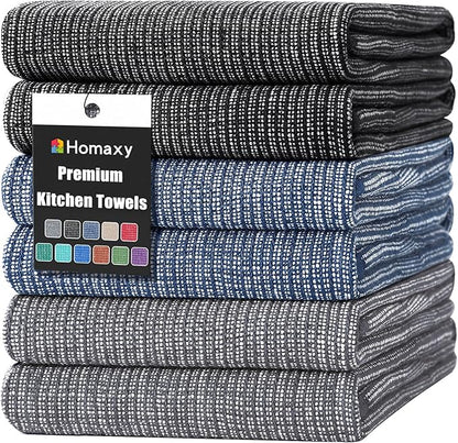Homaxy Premium Kitchen Towels, Large Cotton Kitchen Hand Towels, Flat and Terry