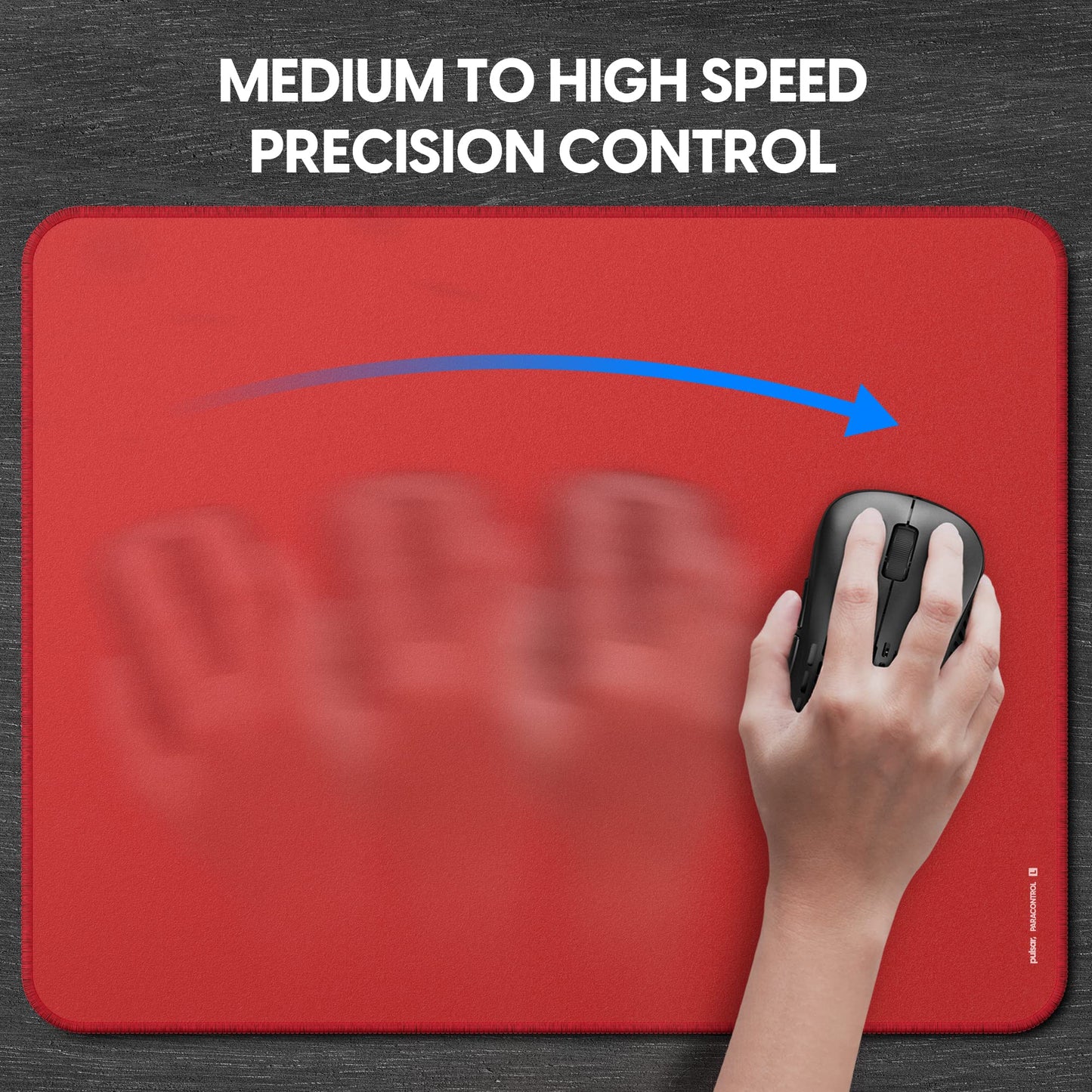 Pulsar - Paracontrol L Esports Level Premium Gaming Mouse Pad V2 - Medium to High Speed Pad Stitched Edge Durable Hybrid Top Surface 13 x 16.5 (L, Red)