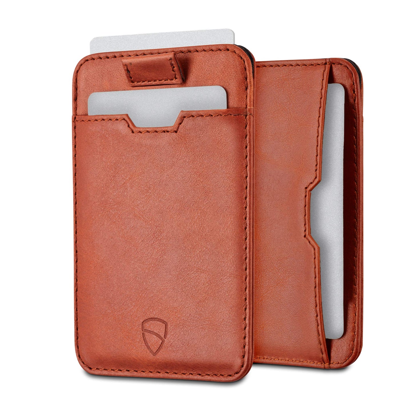 Vaultskin CHELSEA Mens RFID Blocking Slim Leather Card Wallet - Minimalist Front Pocket Cardholder in Cognac
