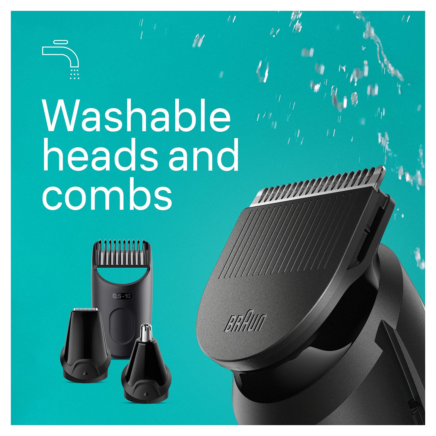 Braun All-In-One Style Kit Series 3 3430, 3-in-1 Trimmer for Men with Beard Trimmer, Ear & Nose Trimmer, Hair Clippers, Ultra-Sharp Blade, 20 Length Settings, Washable
