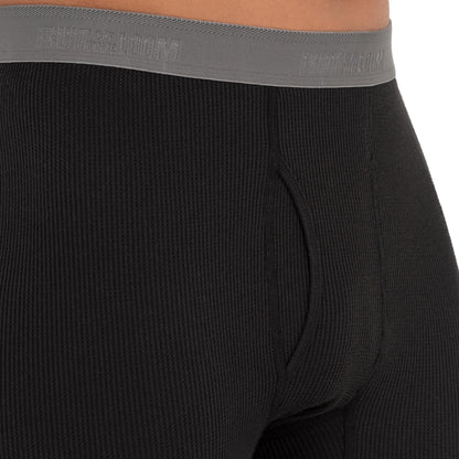 Fruit of The Loom Men's 3-Pack Recycled Waffle Thermal Underwear Bottom, Black/Black/Natural, Large