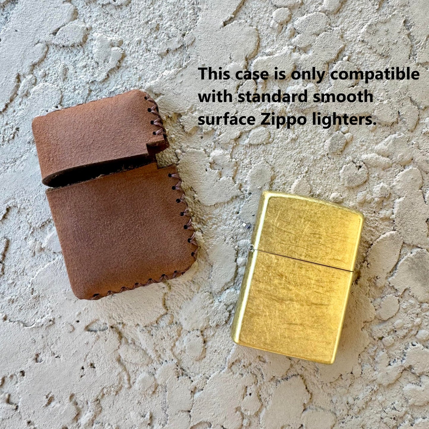Leather Lighter Case Compatible with Select Standard Size Zippo lighters - Protective Top Grain Leather Pouch Cover, Brown