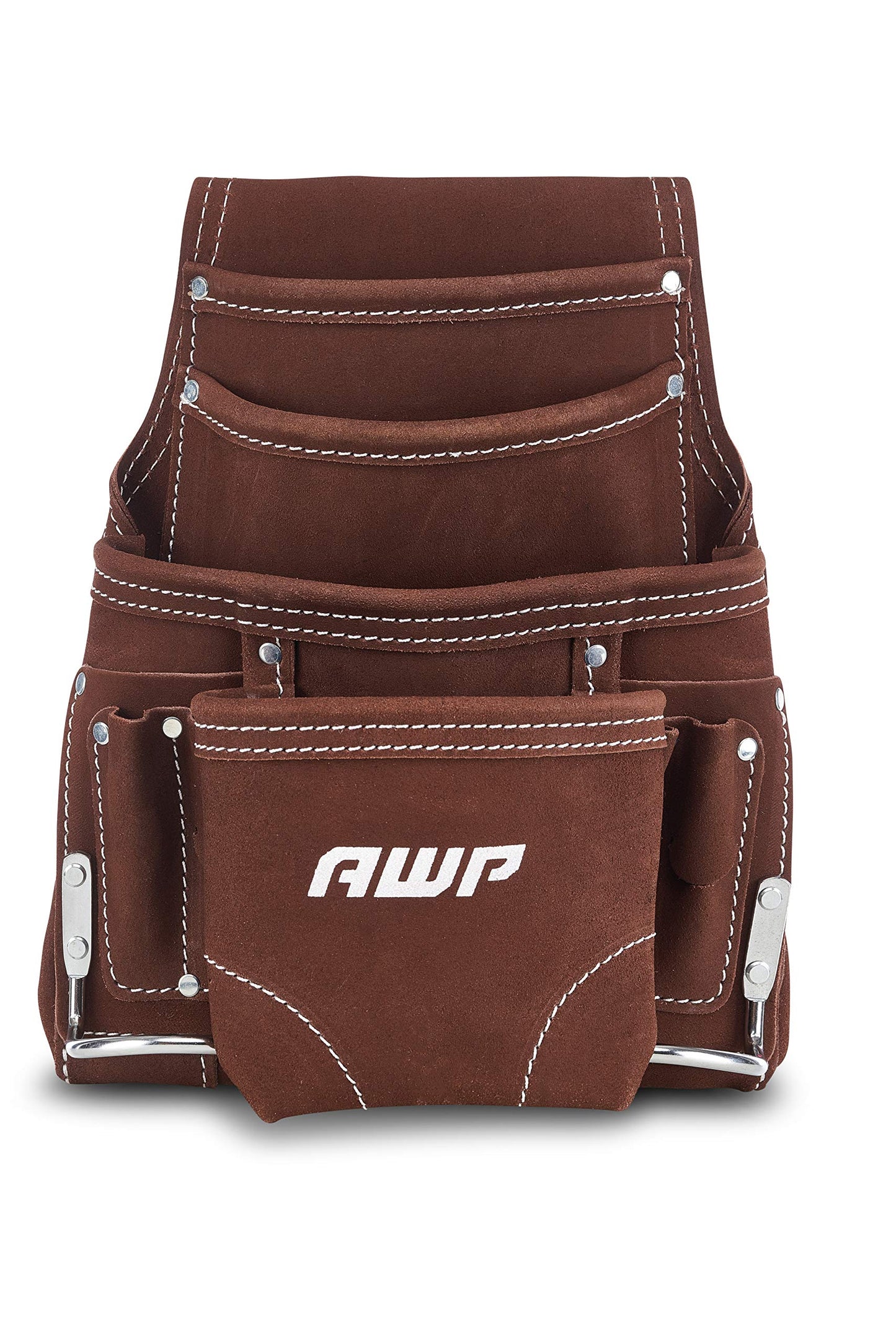 AWP Premium Tool Pouch, 10 Pocket | Durable 1680D Polyester + Multi-Pocket Organization | Belt-Worn Design with Carabiner Clip | Jobsite Tool Organizer for Electricians & Contractors