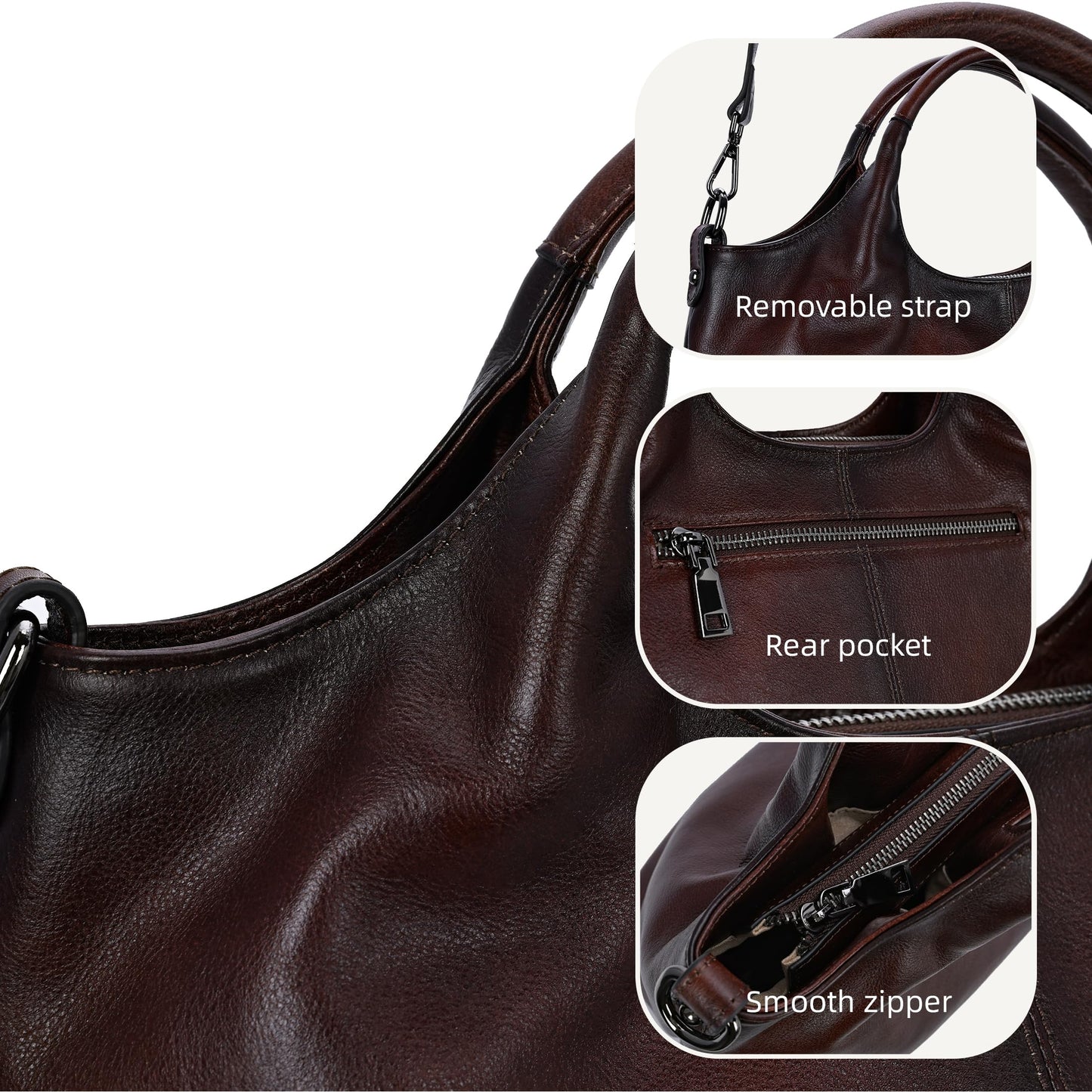 Iswee Genuine Leather Purses for Women Satchel Handbags Crossbody Shoulder Bag Designer Top Handle Bag Hobo Medium Size (Coffee)