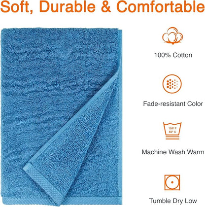 Amazon Basics 2-Piece Quick-Dry Oversize Bath Towel, 100% Cotton, Lake Blue
