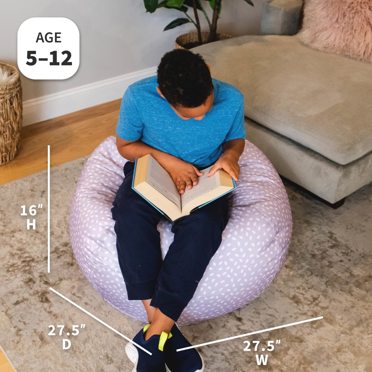 Big Joe Classic Bean Bag Chair, Mini Clouds Oat Smartmax, Durable Polyester Nylon Blend, 2 feet Round