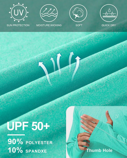 Roadbox Mens UPF 50+ Fishing Shirts - Long Sleeve UV Sun Protection Hoodie Outdoor Hiking Shirts for Sports Running
