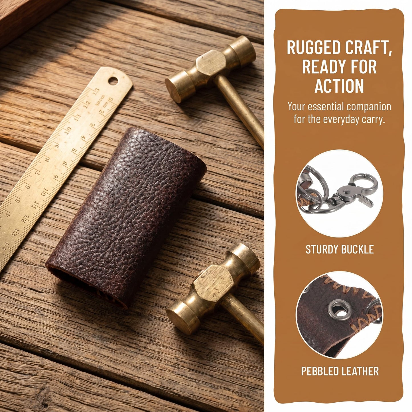 Homoyoyo Leather Lighter Case with Buckle Keychain Holder, Holder Keychain for Dark Brown Portable Smoke Lighter Sleeve for Men Outdoor Use