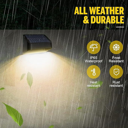 Brighter Solar Fence Lights 4 Pack, RGB 8 Colors, Dusk to Dawn Deck Light, Fence Solar Lights Outdoor IP65 Waterproof, Solar Outdoor Lights for Backyard/Railing/Wall/Step/Patio(Black)