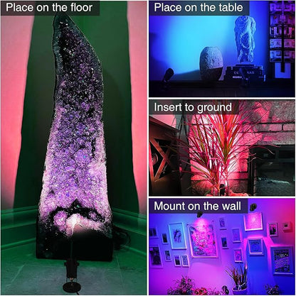 SUNVIE RGBW Christmas Spot Lights Indoor 6W Uplighting Indoor with Remote Color Changing Up Lights Indoor 120V Spotlights Indoor LED Uplights Indoor Accent Lighting for Party Plant Decor, 2 Pack