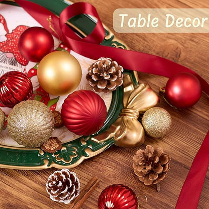 Christmas Tree Decorations Ornament Set, 50ct Red and Gold Shatterproof Christmas Ball Ornaments Hanging Xmas Holiday Party Decor(1.57"-2.36")