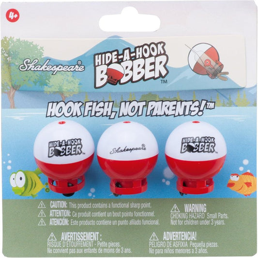 Shakespeare Hide-A-Hook Fishing Bobbers - 3-Pack Weighted Design for Kids | Easy Long-Distance Casting & Weedless