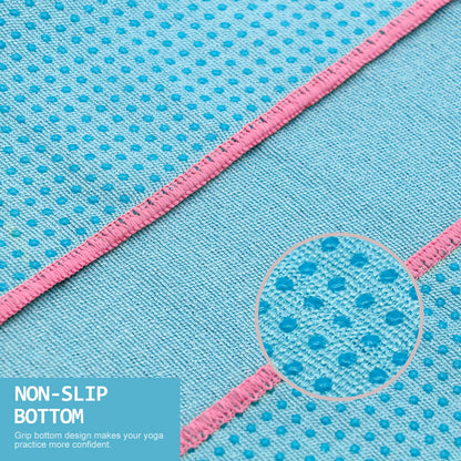 Eunzel Hot Yoga Towel - Microfiber Non Slip Yoga Mat Towel with Grip Dot Sweat Absorbent Towel for Hot Yoga, Pilates and Fitness 72" x 24", Dark Cyan/Orange
