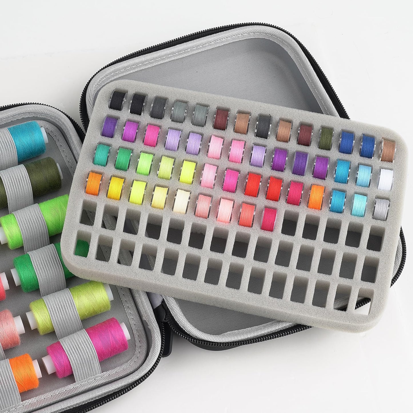 Bobbin Holder Case Thread Organizer, Spool Storage Container Holds Up to 84pcs Bobbins and 24pcs Sewing Thread Spools Compatible with Brother for Janome for Babylock for Singer (Box Only)