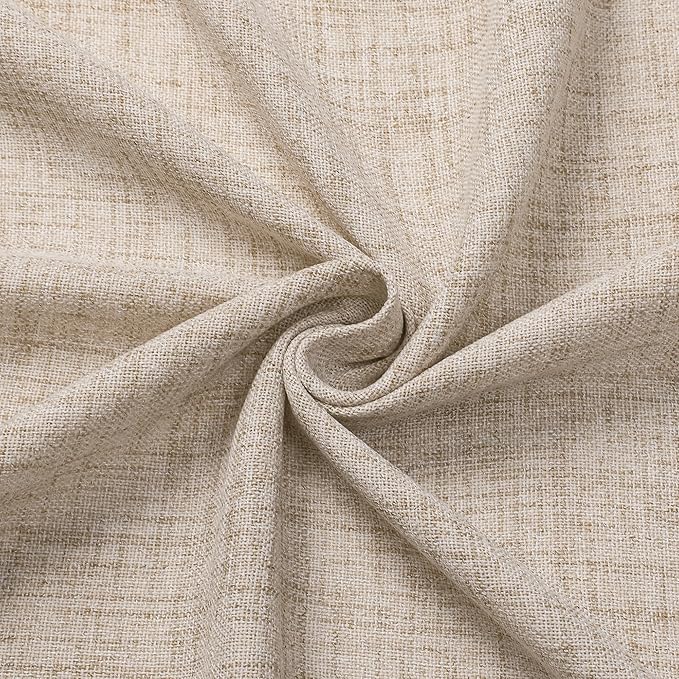 Tollpiz Linen Tier Curtains Rod Pocket Semi Sheer Short Kitchen Curtain Half Burlap Light Filtering Thick Linen Drape for Bathroom, 30 x 30 inches Long, Natural, Set of 2 Panels