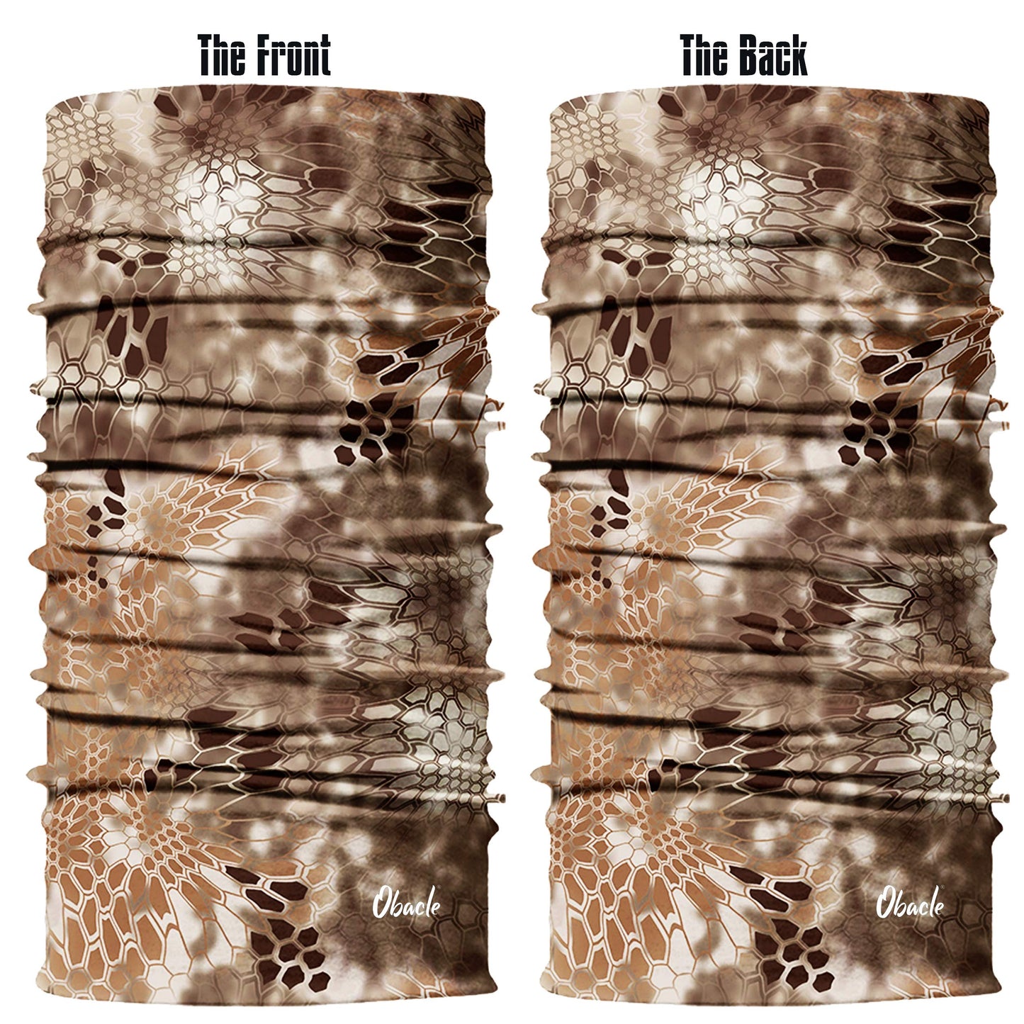 Obacle Face Mask for Sun Dust Wind Protection Breathable Seamless Face Mask Headband Bandana for Men Women Thin Neck Gaiter for Motorcycle Fishing Hunting Outdoor Sport (Python Skin Light Brown)